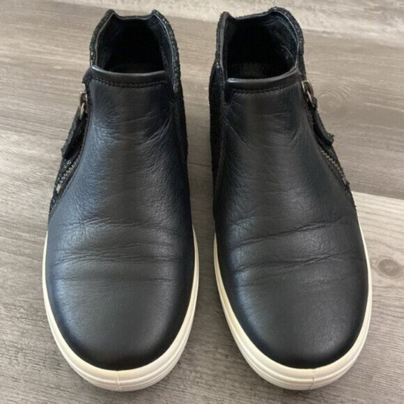ECCO Soft 7 Leather Bootie Shoes 6.5 / 37 Black Mix Media Texture Zip Soft $170 - Picture 7 of 12
